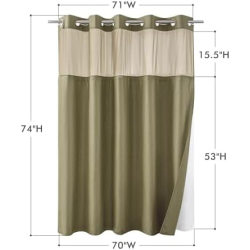 Set perdea de duș din poliester embosat cu căptușeală cu capse 71x 1