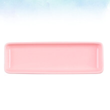 Plateau de service allongé en céramique rose FRCOLOR, idéal pour les sushis, les amuse-gueules et la décoration de table. Parfait pour la maison.