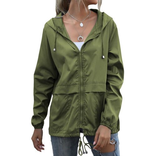 Women's Waterproof Rain Jacket Lightweight Hooded Black 2