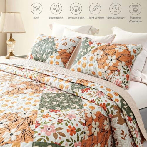 Boho bloemenprint omkeerbare dekbedset kingsize met 2 2