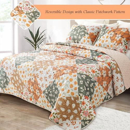 Boho bloemenprint omkeerbare dekbedset kingsize met 2 1