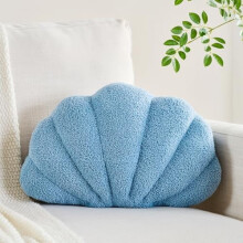 Shell Pillow – Blue Seashell Decorative Throw Pillow, 18x13", Coastal Beach Theme, Soft Plush Cushion for Bed, Sofa, Living Room Decor