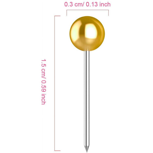 500 Pack Map Push Pins Map Tacks Small Size (Gold, 1/8 Inch) 1