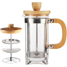 Cafetière/théière à piston de 350 ml avec poignée en bambou