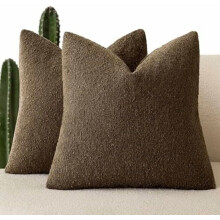Ensemble de 2 housses de coussin décoratives bouclées 66 x 66 cm – Housses de coussin texturées neutres, compatibles avec les coussins carrés