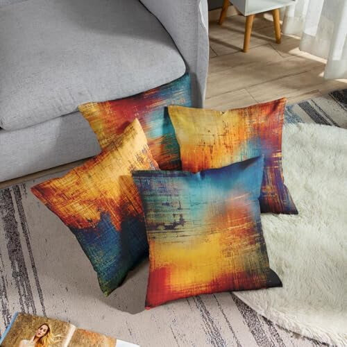 Ensemble de 4 housses de coussin en velours 50 x 50 cm 2