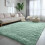 Sage Green Fluffy Rug 4x6 Ft Machine Washable Non-Slip 2
