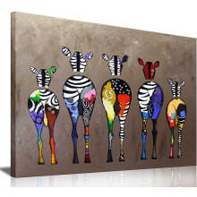 VELVET Funny Zebra Bathroom Wall Art, Colorful Animal Canvas Print for Kids Room & Nursery – 24x16in Framed, Compatible with Modern Home Decor