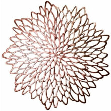 12-Pack Rose Gold Metallic Vinyl Placemats – Round Floral Chargers for Mother's Day, Wedding, Valentine's, Christmas – Compatible with