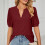Camicette da donna eleganti e casual con scollo a V e maniche corte. 3
