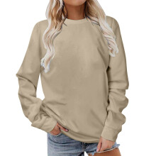 Tröja för kvinnor Långärmad tröja med rund hals Dam Casual Loose Fit Pullover Tunika Topp Vår Höstkläder Skjortor