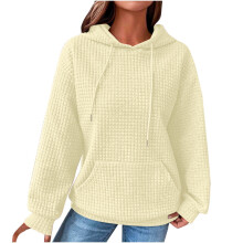 Admvng Hoodies för kvinnor Casual långärmade tröjor Rund hals Enfärgade toppar, storlekar S-2XL