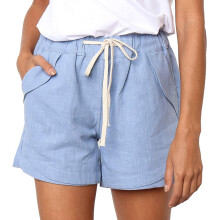 Shorts de banho femininos para presentear. Shorts femininos plus size com cordão, cintura elástica, bolso e modelagem solta.