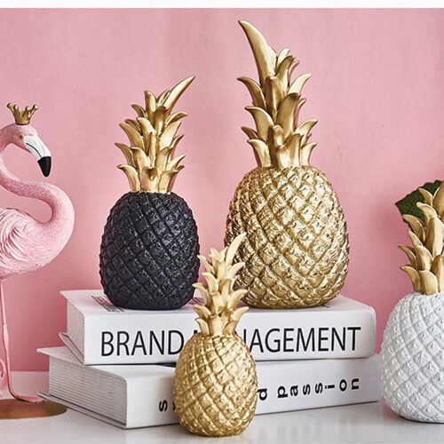 Figurine d'ananas en résine dorée - 15 cm 2