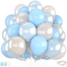Parelblauwe en witte ballonnen, 30 cm dubbelgevulde blauwe, lichtblauwe en witte ballon voor verjaardag, babyshower, gender reveal, bruiloft of