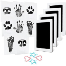 Kit per impronte di mani e piedi del bambino senza inchiostro – 4 blocchetti, 8 carte, 4