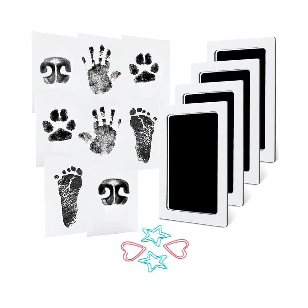 4-Pack Baby Inkless Hand and Footprint Kit Paw Nose Print Kit for Dogs Cats Pets Clean Touch Ink Pad for Baby Pets Newborn Keepsake Mess-Free Ink Pad