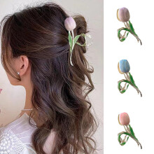 Barrettes en métal en forme de tulipe, grandes, pour femmes