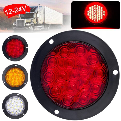 SHANGYU στρογγυλά φώτα LED για τρέιλερ, κόκκινα, 16 LED φώτα φρένων, χωνευτή τοποθέτηση 2