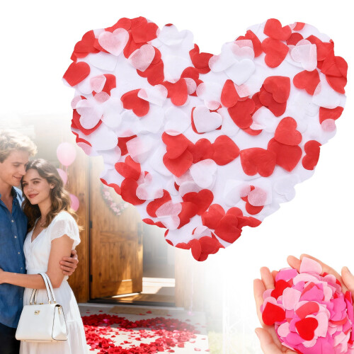 Κόκκινα & άσπρα κονφετί Getwinheart σε σχήμα καρδιάς, 10g/20g/30g/50g, για την ημέρα του Αγίου 1