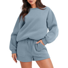 Completo da donna 2 pezzi: tuta, felpa oversize e pantaloncini da casa 2023, pigiama casual e comodo, set tuta.