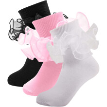 Girls Ruffle Dress Socks for Toddlers 3 Pairs