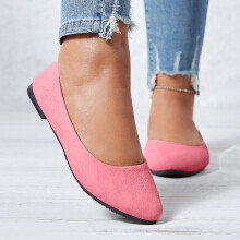 Rosa Damen-Ballerinas, spitze Zehenpartie, bequeme Freizeit- und Büroschuhe – passend zur Arbeitskleidung, Größe 4,5
