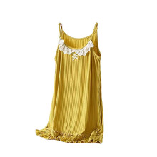 Abito da notte da donna a tinta unita con spalline sottili e pizzo, modello principessa - Vestibilità ampia, morbido tessuto misto modal e cotone,
