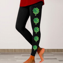 Naisten St. Patrick's Day -leggingsit, trendikkäät apilankuvioiset, korkeavyötäröiset ja joustavat leggingsit, plus-kokoiset treenijoogahousut