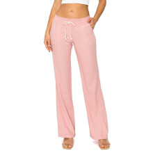 Cali1850Pantaloni casual din in pentru femei, cu talie smocked, stil Oceanside, cu buzunare, cu cusătură interioară de 32"