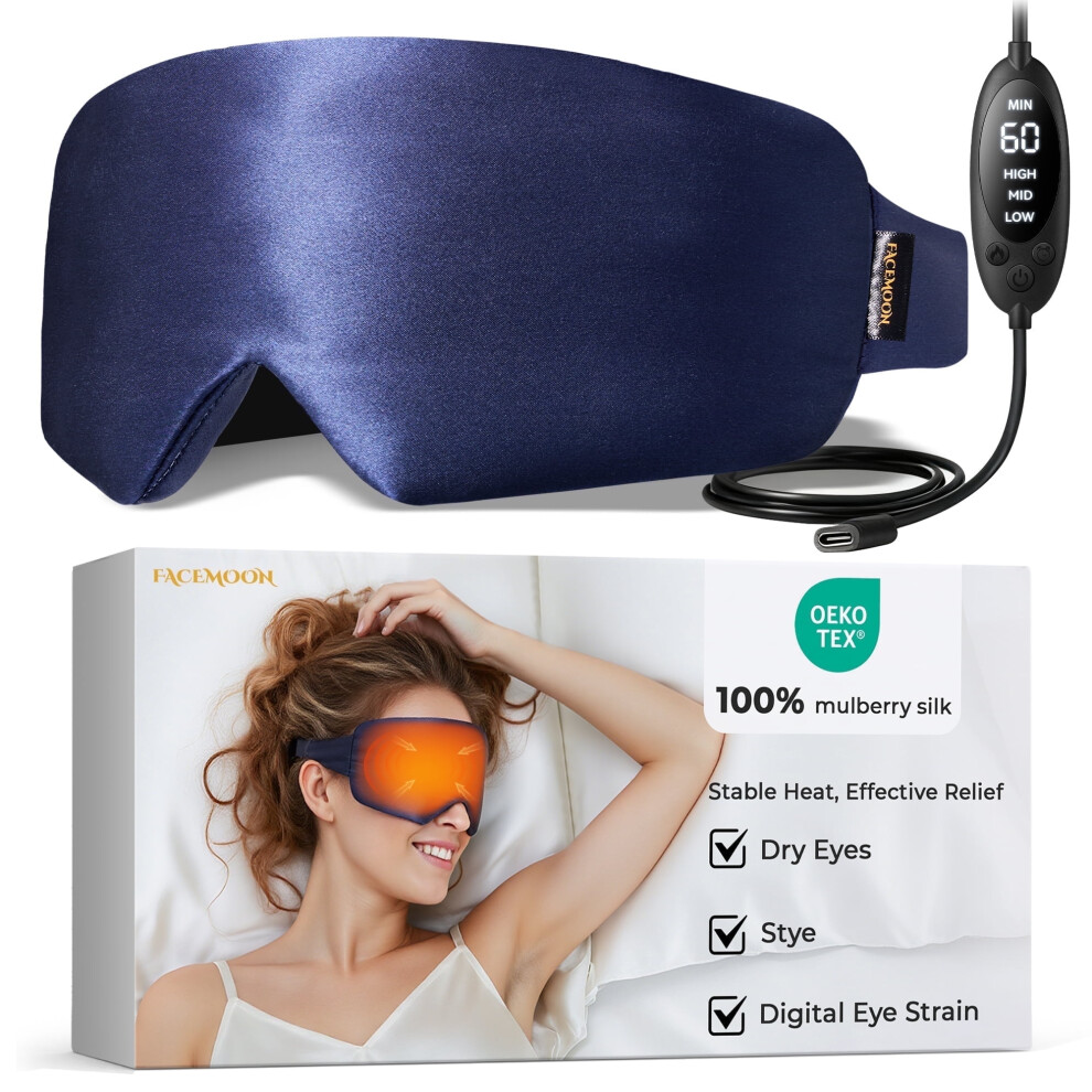 Heated Eye Mask for Dry Eyes â Blackout Sleep Heat Mask,, Temperature Control, Washable Cover, Travel Pouch,