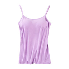 Canotta da donna viola senza maniche con reggiseno imbottito incorporato, scollo a V, spalline regolabili – compatibile con tutti i reggiseni