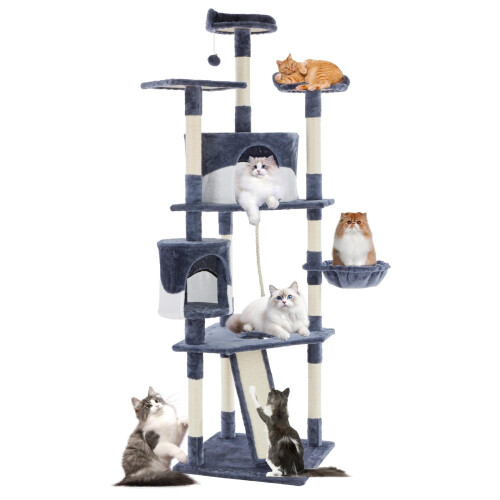 EDX Cat Tree Tower 79 Inch Dark Blue Multi-Level