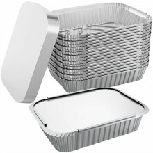 50-Pack 8.3"x6.2" Disposable Aluminum Foil Pans with Lids, 2.25LB – for Cooking, Baking, Catering, Meal Prep, Takeout & Freezing