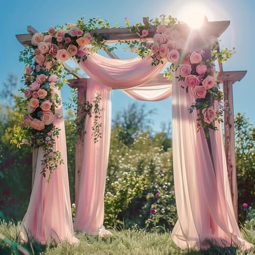 Blush Rosa Transparent Draperingstyg för Bröllopsbåge2 Paneler 1