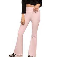 Girls Flare Leggings Kids Sports High Waist Fleece Versatile Outerwear Practice Dance Bell-Bottomed Pants Long Pants 5-16 Years