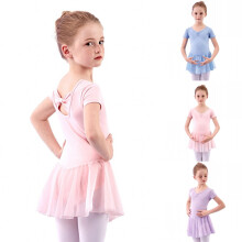 Body da balletto con gonna per ragazze adolescenti dai 2 ai 16 anni, abito da ballo a maniche corte per bambine, abbigliamento da ginnastica e danza.