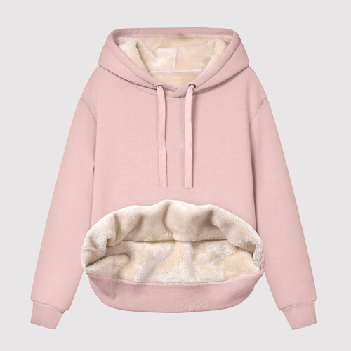 Felpa con cappuccio da donna spessa, foderata, calda, in velluto, con scollo a V e maniche lunghe, ideale per l'autunno e l'inverno. Top e camicetta 1
