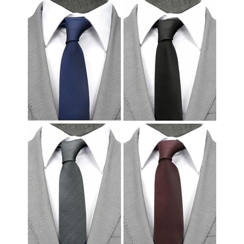 Gravatas lisas finas para homens, 6,35 cm (2,5 polegadas), pacote com 4 unidades. 1