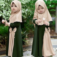Mädchenkleidung Muslimisches Kleid mit Hijab Nahöstliches Arabisches Gewand Ramadan Eid Dubai Islamische Gebetskleidung für 3-12 Jahre Große