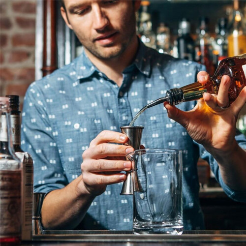 2 St. Jigger för Bartending, Cocktailjigger 2 Oz 1 Oz, Bartillbehör, Cocktailmätkopp, Silver