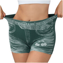 Shorts jeans femininos de cintura alta, com elástico na cintura e bolsos, na cor verde – Shorts casuais de verão para praia, compatíveis com