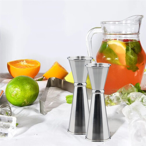 2 Pezzi Jigger per Barman, Jigger per Cocktail da 2 Oz e 1 Oz, Accessori per Bar, Misurino per Cocktail, Argento 2