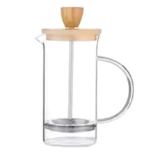 Coffee French Press Pot with Filter High Borosilicate Glass Hand Punch Coffee Pot Brewings Tea Pot Tools Wooden Lid C