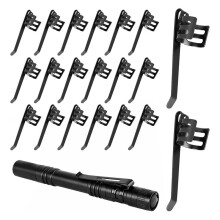 Paquete de 20 Pinzas de Acero para Linternas: Pinza de Bolsillo Negra para Linternas y Accesorios.