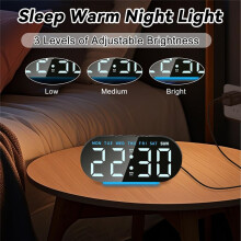 Väckarklocka Digital Radiostyrd Klocka med LED-Display, Digital Väckarklocka, Nattlampa, Snooze, Bordsklocka Grön