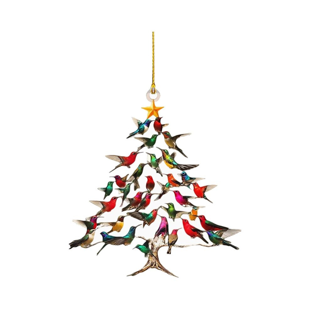 Christmas Ornament, Colorful Hummingbirds Hanging Ornaments For Tree, Christmas Tree Shaped Pendant 4712522184873
