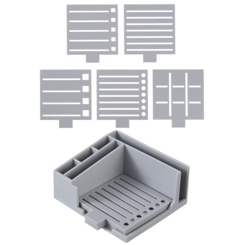 Sticky Note Holder,for 3x3/4x4 Sticky Note Stencil Dispenser with Template,Memo Pad Organizer for Office Gray 2