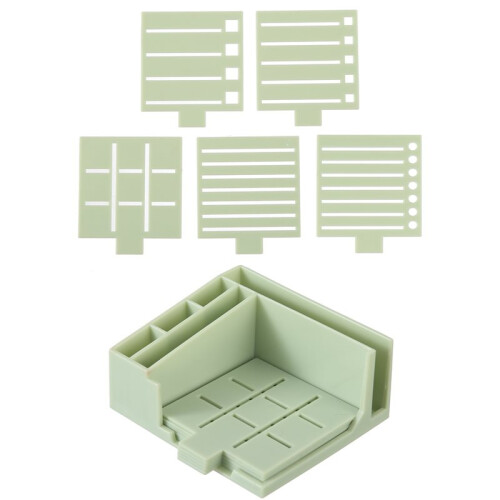 Sticky Note Holder,for 3x3/4x4 Sticky Note Stencil Dispenser with Template,Memo Pad Organizer for Office Green 1