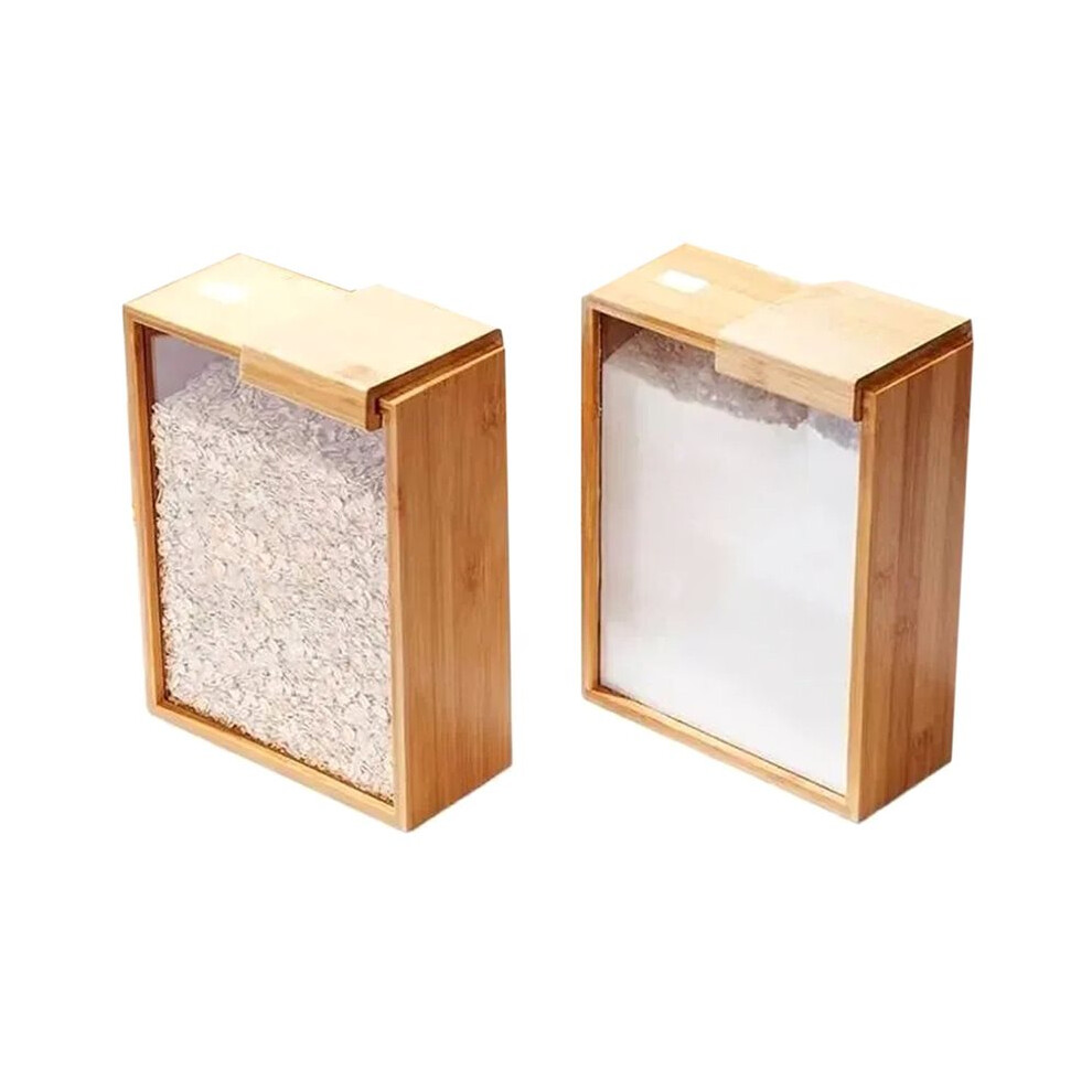 Tauoh Bamboo Food Dispenser 3L Kitchen Organizer Food Storage Container Cereal Dispenser For Pantry Organizer Organization2pc